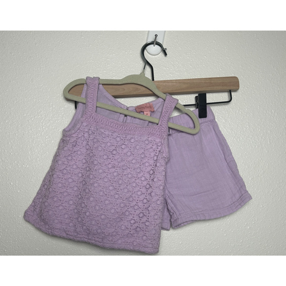 Lucky Penny Light Purple Crochet Top and Bottom Set Size 2T - Picture 1 of 9